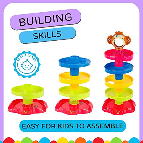 Image of Zest 4 Toyz Ball Drop Tower Toy for Kids Roll Rail Ball Run Stacking Track Toy with 5 Balls Colorful Activity Toy for Toddlers Boys Girls Birthday Gift