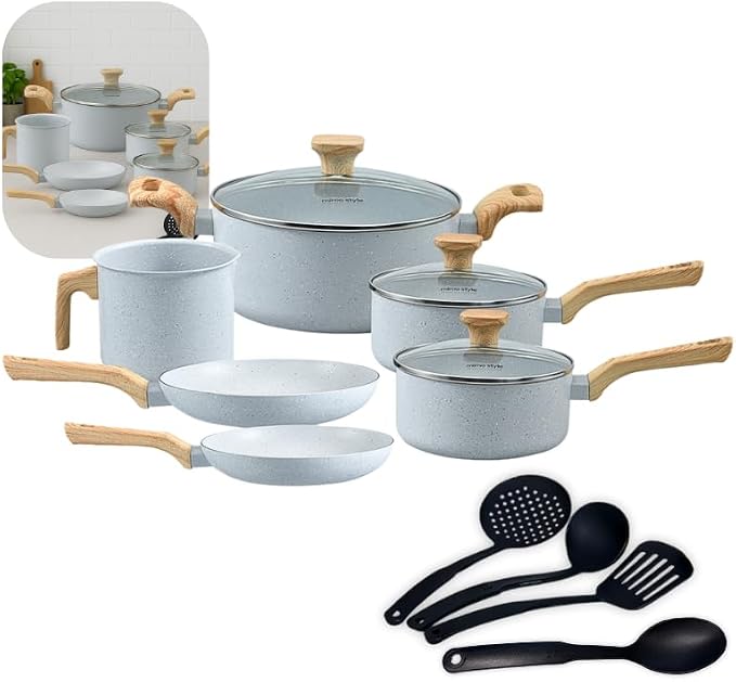 Conjunto de Panelas Com 10 Peças - Pratic Cook - Com Utensílios - Grafito - Mimo Style