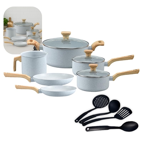 Conjunto de Panelas Com 10 Peças - Pratic Cook - Com Utensílios - Grafito - Mimo Style