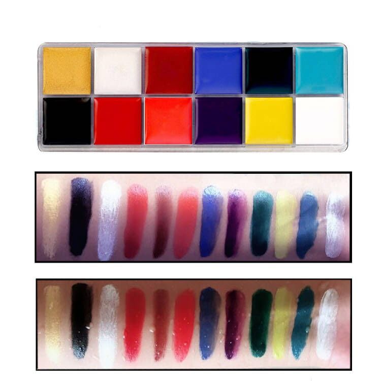Miniatura 3 de Belleza profesional 12 colores cara cuerpo pintura, kit de paleta de pintura facial, fiesta para celebrar Halloween SFX efectos especiales disfraz