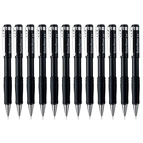 Pentel Twist-Erase III Mechanical Pencil ,0.5mm , Black Barrel, 12 Pack (QE515A)