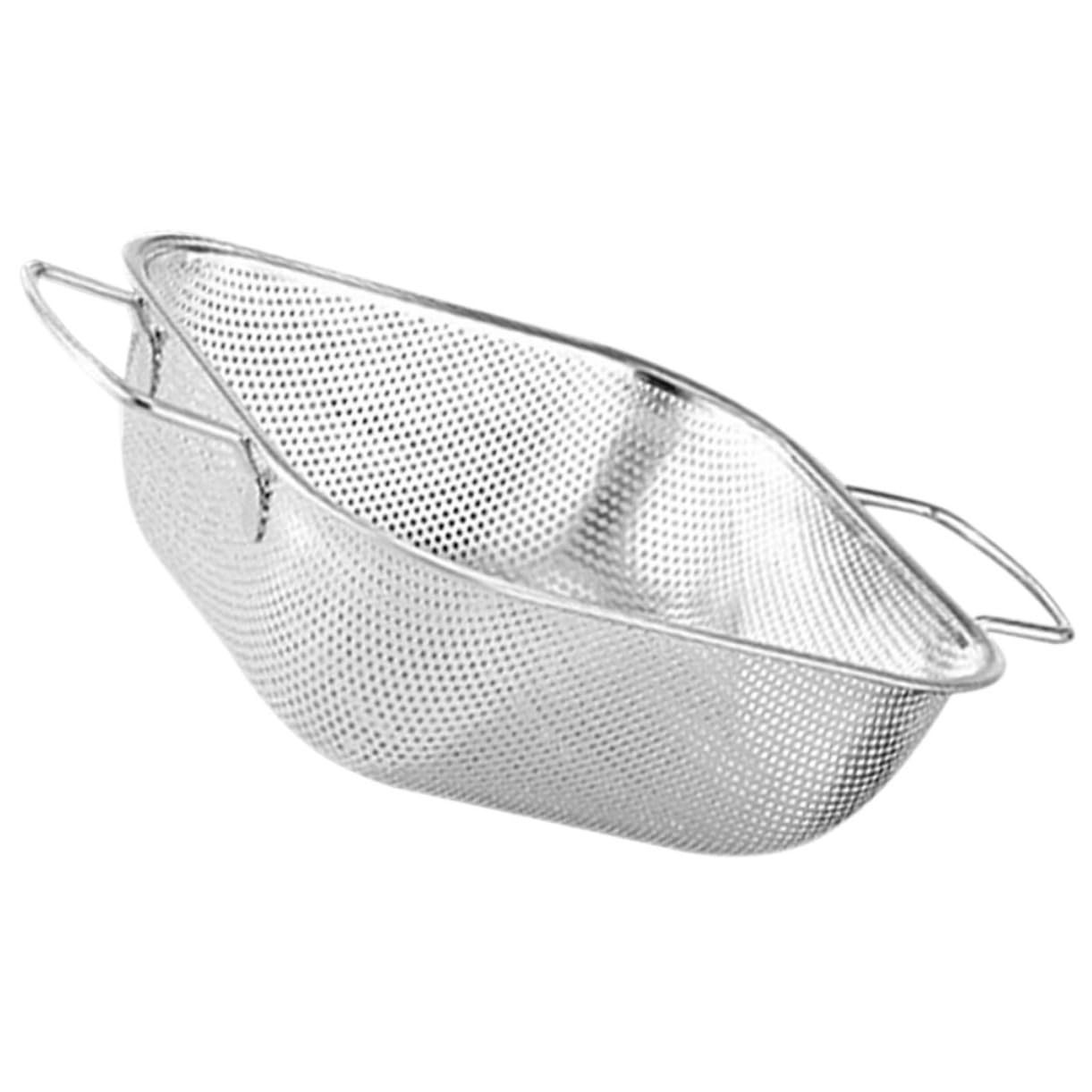 OUNONA Colador de Arroz de Acero Inoxidable Cesta de Drenaje Cocina con Asas Dobles para Frutas Verduras y Arroz