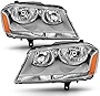 ACANII - For 2008-2014 Dodge Avenger Chrome Housing Headlights Headlamps Replacement Pair Set Driver + Passenger Side