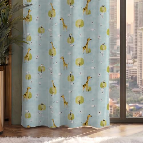 Image of Urban Space 100% Blackout Window Curtains for Kids Room | Digital Printed Nursery & Bedroom Curtain | 100% Light Blocking Eyelet Curtain with Tie Back | 1 Panel (Window - 5 Feet, Forest Friends)