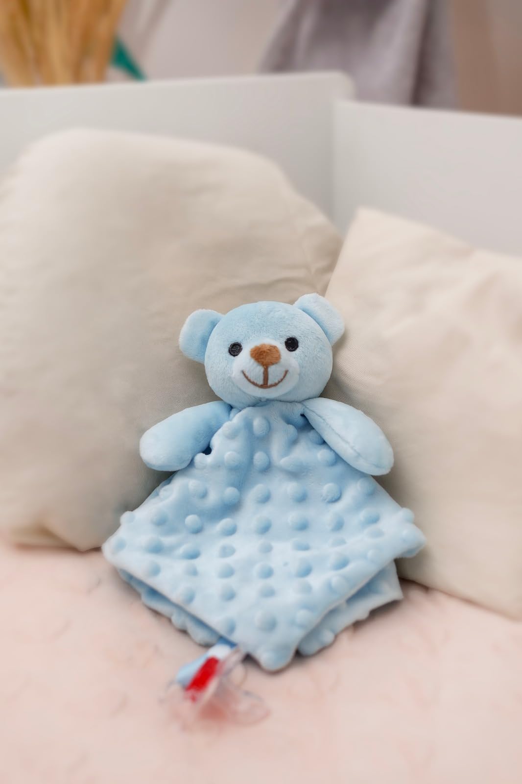 Naninha Infantil Ursinhinho com Prendedor de Chupeta Presente Bebê
