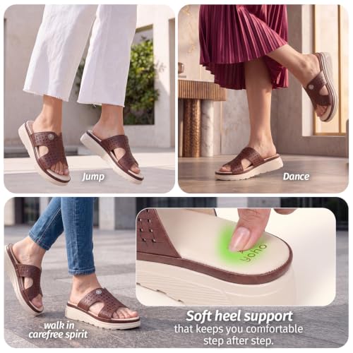 Image of YOHO SDL 111 Slides for Women | Orthopedic & Soft Sandal for Ladies | Fancy Slippers /Chappal For Girls | Stylish Heeled Wedhes for Everyday Wear