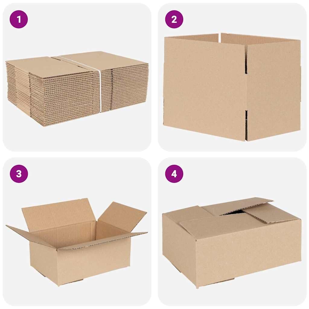 Set di 50 scatole pieghevoli da 25 x 17,5 x 10 cm, in cartone per ordine in ufficio e casa, impilabili