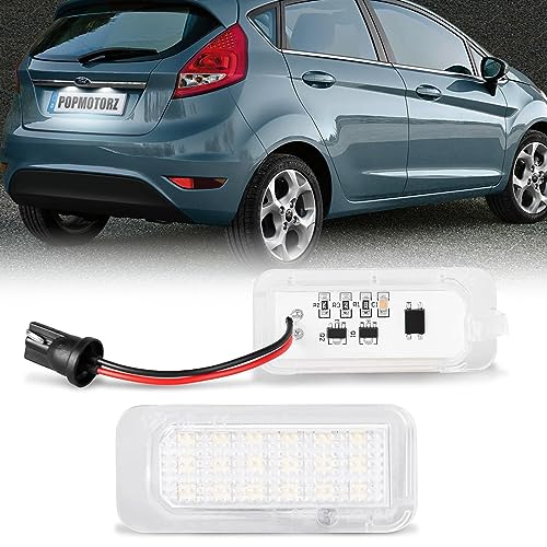 POPMOTORZ LED Luz de Matrícula, 2 Piezas Luces de Matrícula LED con Canbus Error Free 2835 SMD 6000K Xenón Blanco Luz de la Placa del Auto para Ford Fiesta MK6 JA8 Focus MK2 DA3 DYB Kuga Mondeo Ranger