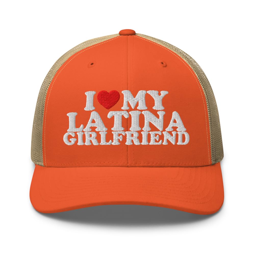 RIVEMUG NX I Love My Latina Girlfriend Embroidered Curved Bill Trucker Hat Mid Crown Adjustable Cap