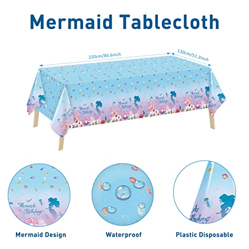 Image of PARTY SPOT!112 PCS Little Mermaid Party Decorations,Girls Mermaid Balloon Garland with Background Cloth,Tablecloth Mermaid Tail Balloon,Tassel Curtain Birthday Decorations