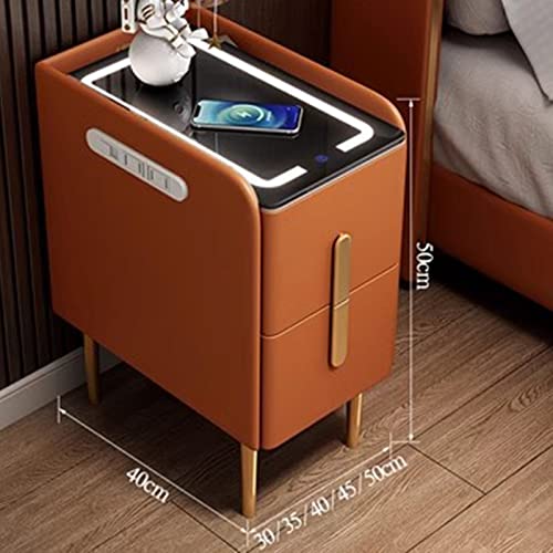 Table de chevet moderne noire LED avec induction et 2 tiroirs - 3