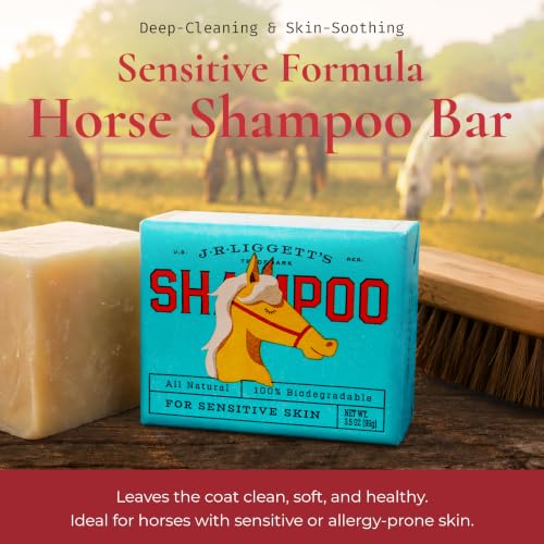 Image of J.R.LIGGETT'S Horse Shampoo Bar, Natural Mane and Tail Cleanser Bar, Hypoallergenic Equine Formula Gently Deep Cleans and Relieves Dry, Sensitive and Itchy Skin, Detergent-Free, 3.5 oz