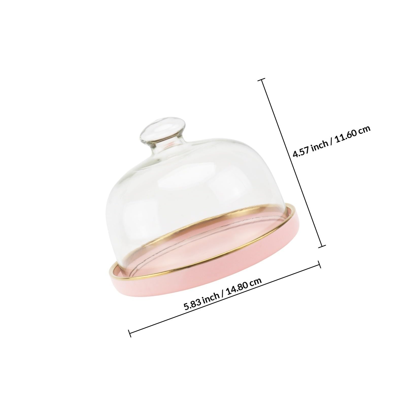 OUNONA Cubierta de Vidrio para Pastel Plato de Cerámica Rosa