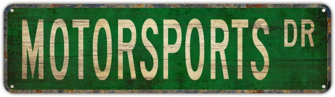 peiyeety Vintage Metal Tin Sign Decorative Wall Art For Home, Motorsports Garage, Rustic Style, Motorsports Dr Themed Street Sign, Durable Waterproof Rustproof, Easy To Mount, 4x16 Inch