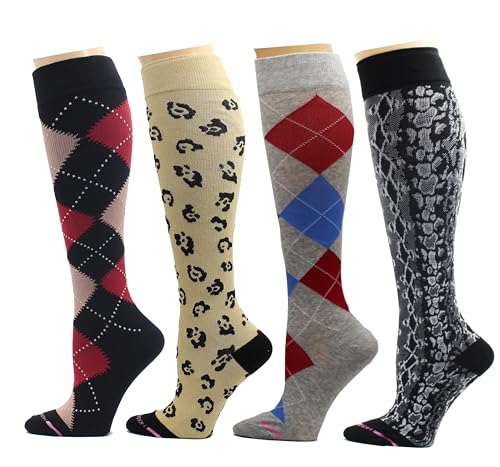 4 Pairs Dr. Motion Therapeutic Graduated Compression Women's Knee-hi Socks