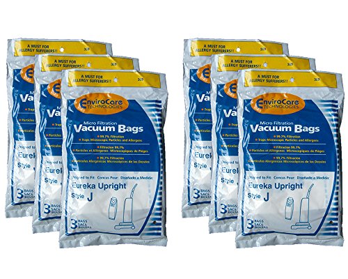 18 Eureka Allergy Style J Vacuum Bags, Athena, Boss Power Upright, Limited Edition, Power Plus Vacuum Cleaners, 2270, 2271, 2272, 2273, 2900-2920, 61515, 61515-12 , 61995, 2902AV, 2271A