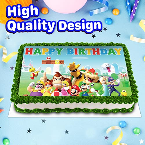 8 Inch Classic Video Game –Square Edible Birthday Cake Decorations, Happy Birthday Cake