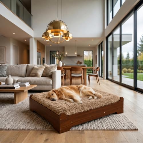 Elevated Wood Dog Bed Frame Mat Set