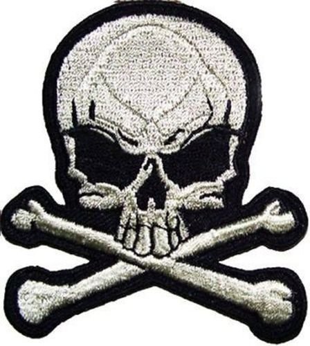 SKULL CROSS BONES Grey Embroidered Biker Vest Patch!!!!