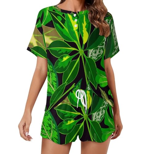 Pyjama femme imprimé plantes vertes le summum du raffinement en vêtements de nuit