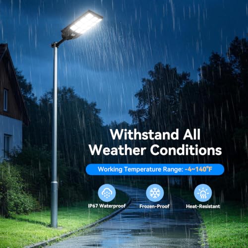 10000W Solar Street Lights, IP67 Waterproof Solar Lights Outdoor, 2 Pack - Image 5