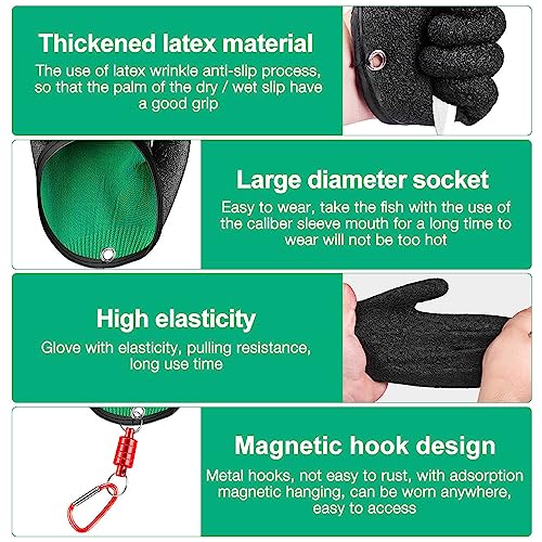 Foto von KUWUNG Angelhandschuhe, 2 Stück wasserdichte Handschuhe Angeln, Raubfisch Handschuhe mit Anti Schnitt und Magnetverschluss, rutschfeste Bissfest Angelhandschuhe, Fishing Accessories Handschuhe