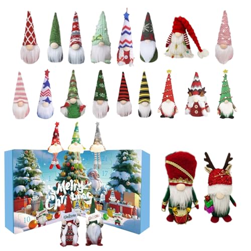 Calendario per il conto alla rovescia con gnomo natalizio per 24 giorni, con gnomo natalizio, calendario per il conto alla rovescia, bambole nane di peluche per comodino, mensola del caminetto