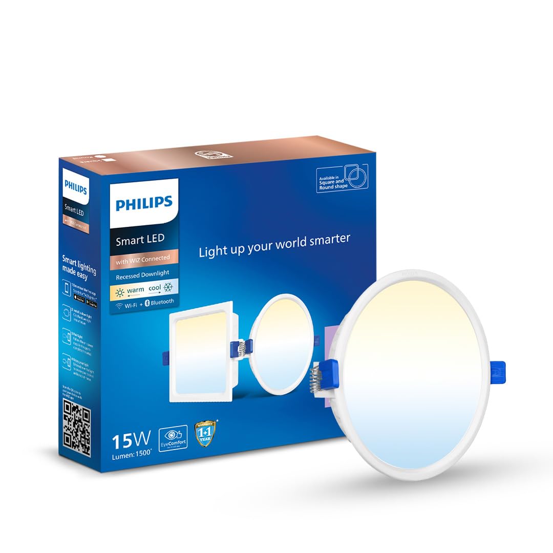 15W Round Wi-Fi Smart Led Ceiling Light for Home with Music Sync Function|Amazon Alexa & Google Assistant Compatible|Cut Out: 6 Inch|Tunable White,Pack of 1 (Wiz Prime Neo)