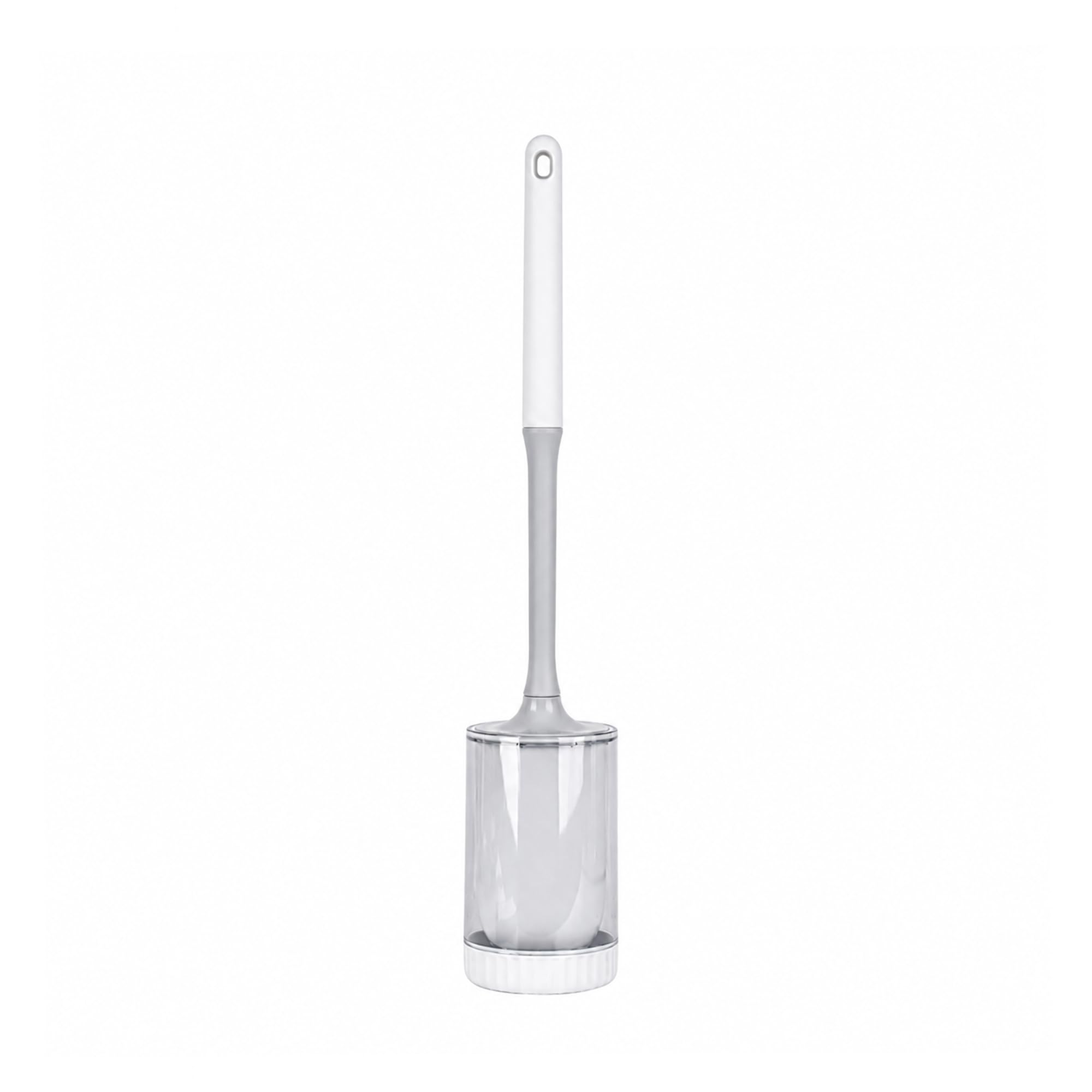 Veinvify ABS Toilet Brush and Holder Set 35CM Handle BristlesToilet Bowl Brush Bathroom Brushes Cleaning Brush with Case Anti-Rust Brushed White and Grey