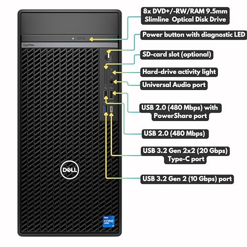 Image of Dell OptiPlex 7020 Plus Mini Tower (MT)- Intel Core i7 14th Gen | 8 GB DDR5 | 512 GB SSD | Ubuntu or Dos | 5 Years Dell Onsite Warranty | Wi-Fi & Bluetooth | DVD±RW | No Monitor