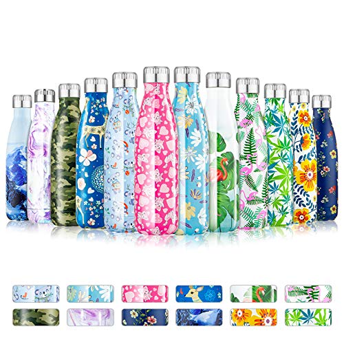 Fancytimes 350/500/750ml Botella de Agua Acero Inoxidable, Aislamiento de Vacío de Doble Pared, Estanqueidad, sin Fugas, Reutilizable para - para Correr, Gimnasio, Yoga, Ciclismo