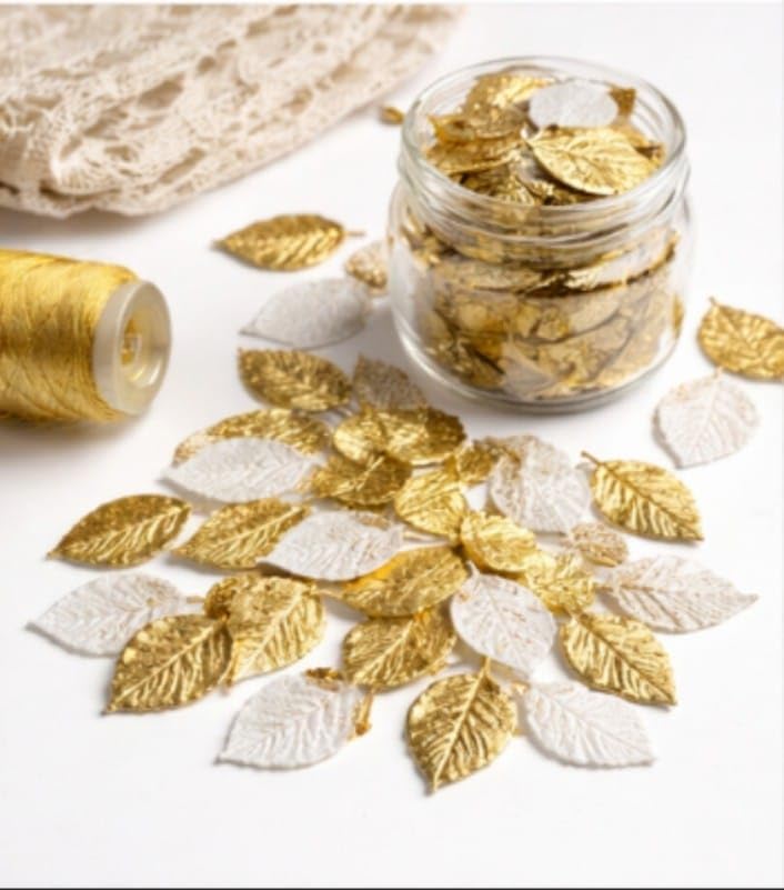Kalka Trades Satin Touch Artificial Leaf for Art and Craft, Gift Decoration, School Projects, Home Decoration, Pack of 50 Pieces (Gold)-image-14