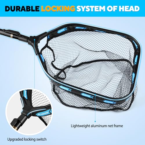 PLUSINNO Floating Fishing Net with Telescoping Handle, Carbon Fiber Ultralight Long Fish Net, Collapsible Landing Net 7.86Ft, Fishing Gear Kayak Accessories for Bass Trout Salmon by PLUSINNO - Image 8