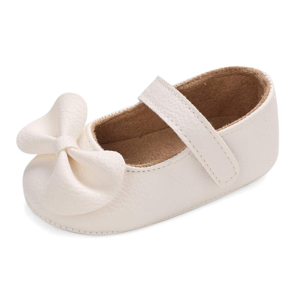 LACOFIA Baby Girls Anti-Slip First Walking Shoes Infant Bowknot Mary Jane Princess Party Shoes Prewalkers