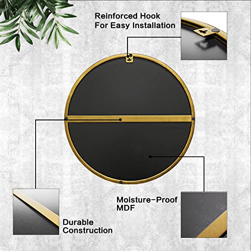 Round Bathroom Mirror Stainless Steel Gold Round Mirror 18 Inch Small Modern Wall Mirror Metal Frame Circle Mirror Wall Mounted Decorative Mirror For Vanity Bedroom Living Room Entryway #TOP3