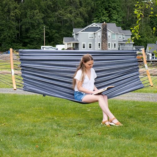 Image of SUNCREAT Hammocks Double Hammock with Curved Spreader Bar, Dark Gray