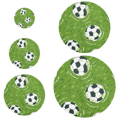 5 fundas elásticas lavables en 5 tamaños para tazones, tapas de masa madre para nevera, campamento y cocina, color verde