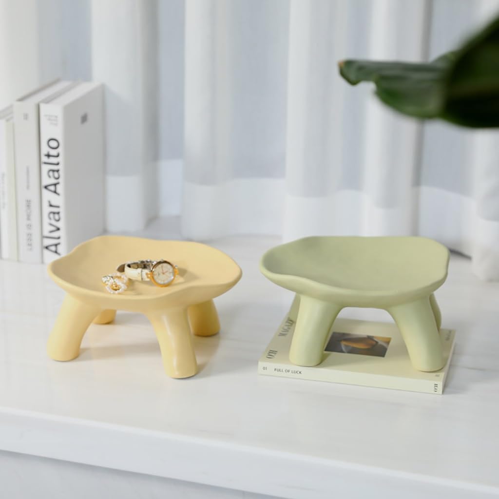 Ceramic Key Tray Coffee Table Decor - Entryway Jewelry Storage Dish for Phone, Watch, & Coins - Ornamental Candy Snack Dish for Home Decor