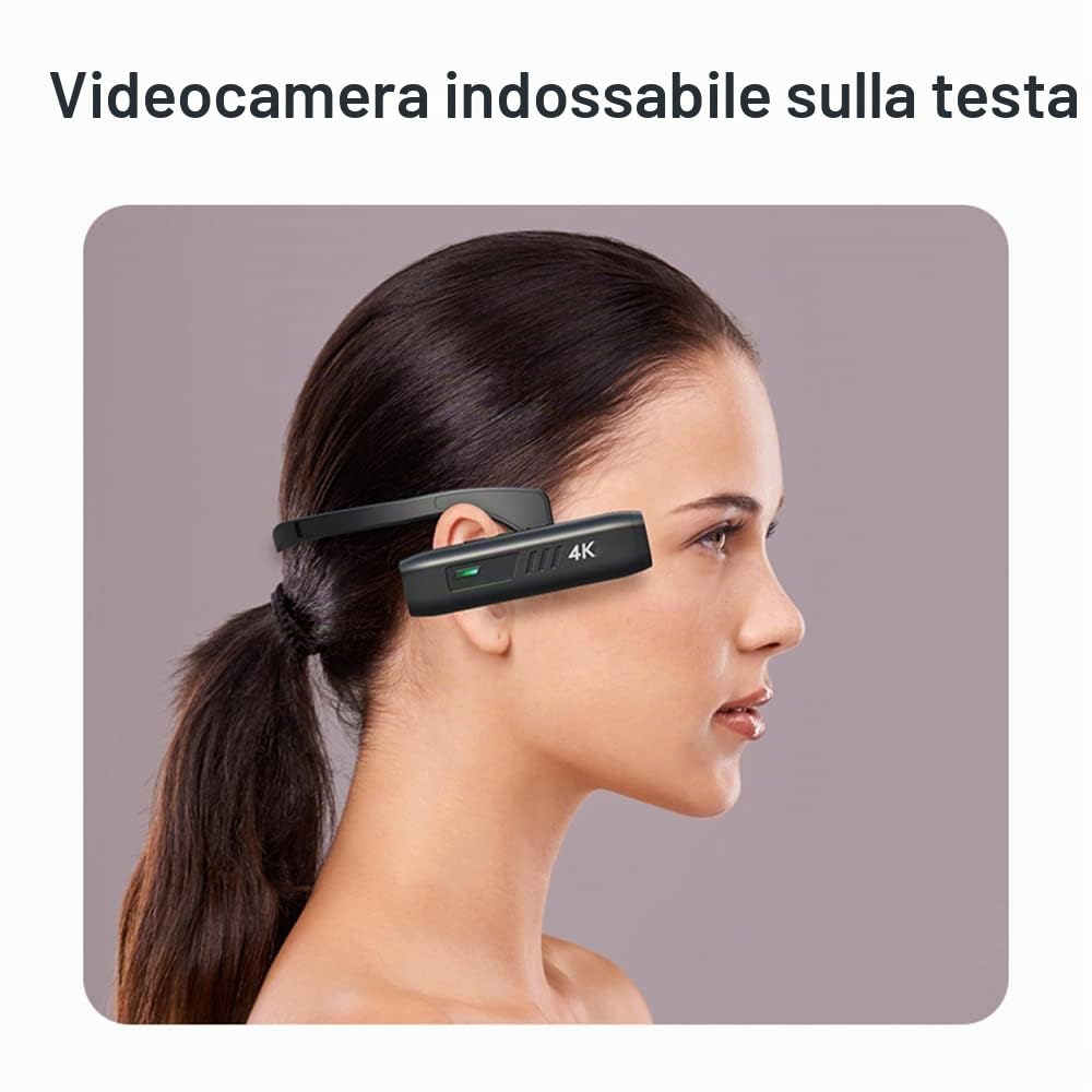 Andoer 4K WiFi Indossabile Videocamera 30FPS Obiettivo 120° Anti-shake Testa Montata Webcam APP Controllo