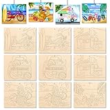 Large Unique Summer Beach Wooden Crafts To Paint - These unfinished woods come with beach elements laser carving line drafts, such as a Sailing boat, surfboard, parasol, flip flops, coconut trees, and more. Sufficient quantity, and suitable size for ...
