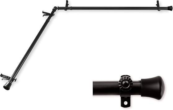 Rod Desyne CORNER-282 13/16" Corner Curtain Rod, 28-48 inch, Black
