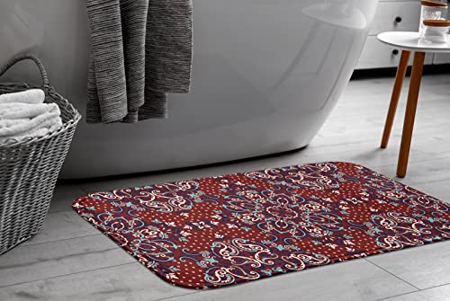 Britimes Bath Mats For Bathroom, Western Bathroom Rugs No Silp,Mandala Paisley Boho Vintage Red Washable Cover Floor Rug Carpets Floor Mat 16X24 Inches For Kitchen Bedroom #TOP6