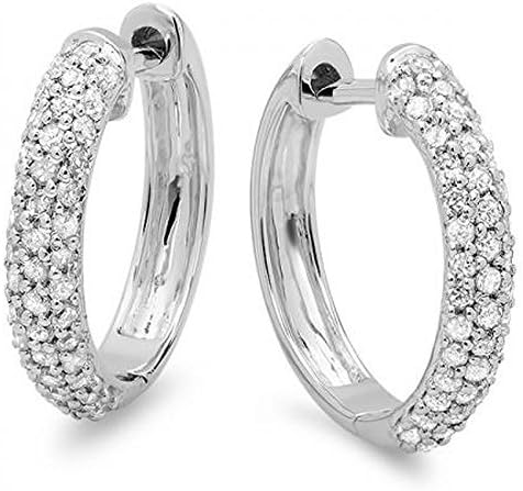 Dazzlingrock Collection Pendientes de aro de 0,50 quilates (quilates) con diamantes blancos redondos de 12 quilates, disponibles en metal de 10 K14