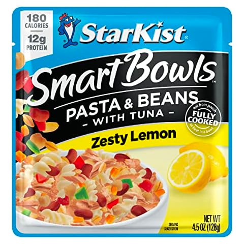 StarKist Smart Bowls Zesty Lemon, 4.5 oz Pouch (Pack of 12) – Features Pasta & Beans with Wild Caught Light Tuna Cover