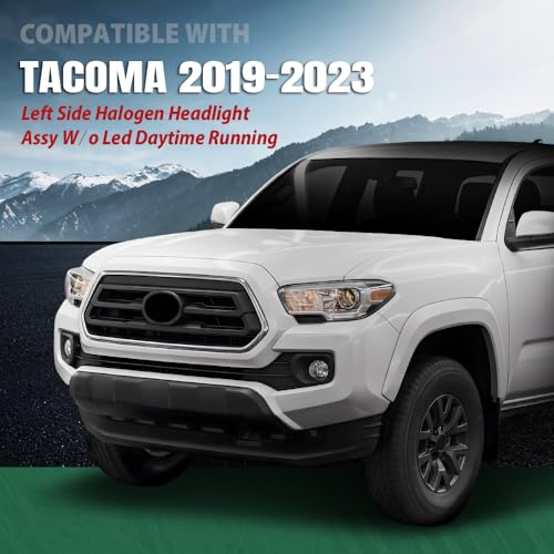 Image of GRAND ORANGE Left Side Headlight Assembly W /O LED Daytime Running Light Front Headlamp Compatible with Toyota Tacoma SR5 Crew Cab /Extend Cab pickup 2019-2023 Clear
