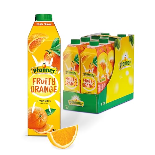 Pfanner Fruity Orangengetränk im Vorratspack (8 x 1 l) - Süß-säuerlicher Genuss aus sonnengereiften Orangen - 25% Saftgehalt