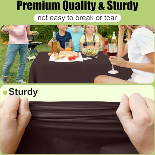 Image of Smiry Disposable Table Cloth 3 Pack, 84 Inch Round Waterproof Plastic Tablecloth, Decorative Round Table Covers for Party, Birthday, Picnic, Coffee