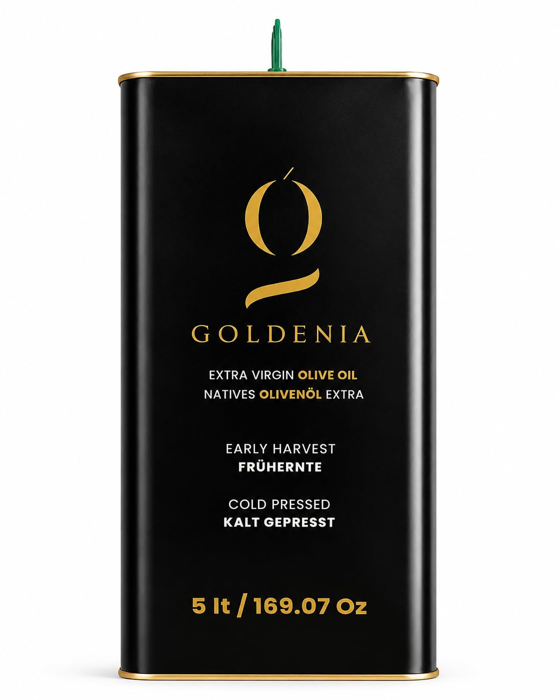 GOLDENIA Premium Natives Olivenöl Extra 5L – Frühernte, Kalt Gepresst, Extra Virgin Olive Oil, Erste Güteklasse, Product of Turkey, Premium Olivenöl im Metallkanister