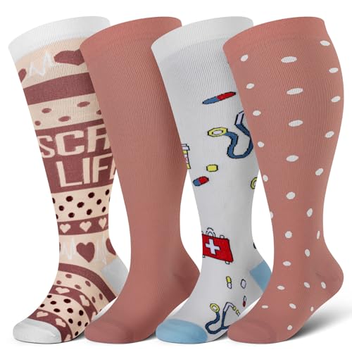Image of Cerpite Plus Size Compression Socks 20-30 mmHg for Women & Men, Extra Wide Calf Compression Socks, Cushioned Breathable Support for Nurses, Travel, Running & Long Standing