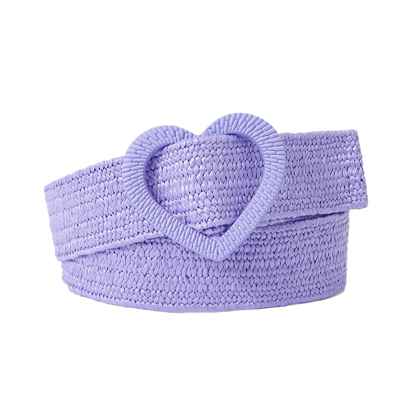 COTIM COYIN Women's Elastic Braided Belt with Heart-Shaped Buckle, Casual Woven Belt for Women